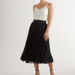 Quince Chiffon Pleated Midi Skirt - black, size large